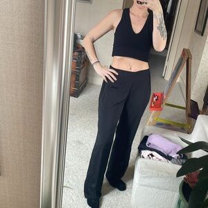 Christian Siriano Runway Style Black Wide-Leg Trouser Pant